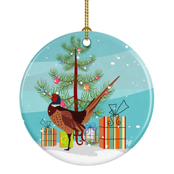 Ring-necked Common Pheasant Christmas Ceramic Ornament
