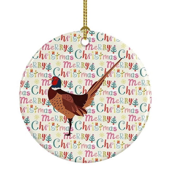 Ring-necked Common Pheasant Christmas Ceramic Ornament 2.8 in x 2.8 in