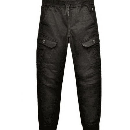 Ring of Fire Big Boys Black Cayden Slanted Cargo Stretch Jogger Pants, Medium
