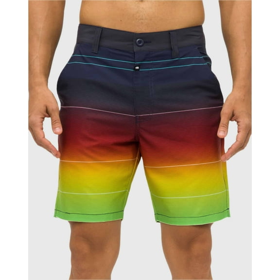 Ring of Fire Men's 4 Way Stretch Hybrid Board Shorts Quick Dry 7" Inseam Size 30 to 38