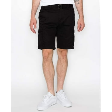 Ring of Fire Men's Belted 9" and 13" Inseam Twill Cargo Shorts Size 30 to 38 Black-9" Size 38