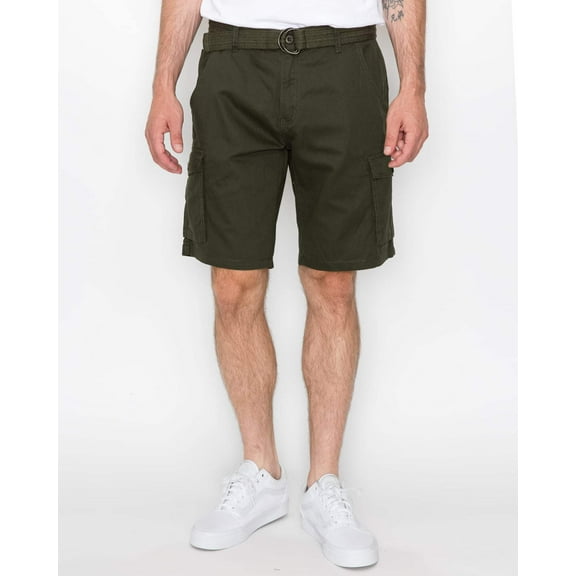 Ring of Fire Men's Belted 9" and 13" Inseam Twill Cargo Shorts Size 30 to 38 Olive-9" Size 34