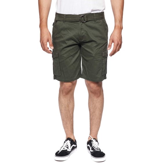 Ring of Fire Men's Belted 9" and 13" Inseam Twill Cargo Shorts Size 30 to 38 Olive-9" Size 34