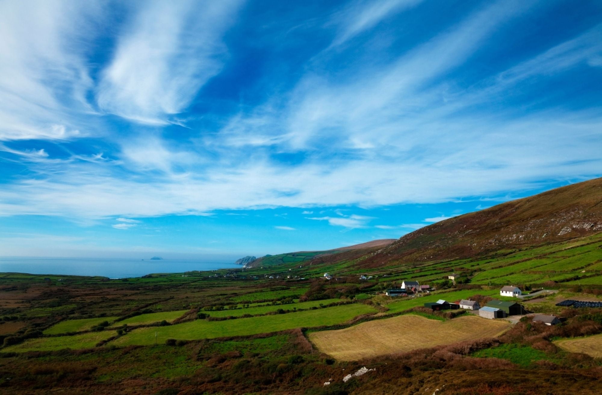 Ring of Kerry Coastline and Fields near Ballinskelligs County Kerry Ireland Canvas Art - Panoramic Images (36 x 12)
