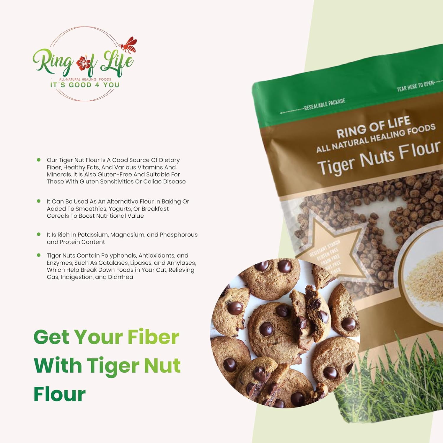 Ring of Life All Natural Foods, Nut Flour 16, oz, (1 lb) Gluten, Nut