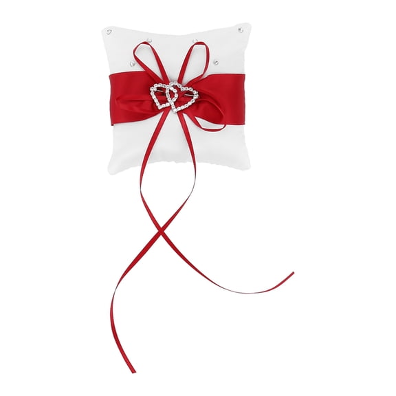 Ring pillow for wedding Ring pillow with satin ribbons red + white 10 cm x 10 cm G13838