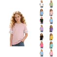 thumbnail image 1 of Ringer Tee Kids Crewneck Short Sleeve Girls Shirts Fashion Casual Basic Tops 3-13 Years, 1 of 5