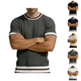 thumbnail image 1 of Ringer Tee Men Summer Fashion Ribbed Knit Crew Neck Short Sleeve Mens T-Shirts Casual Tops, 1 of 7