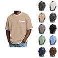 thumbnail image 1 of Ringer Tee Men with Pocket Summer Fashion Casual Waffle Weave Crew Neck Short Sleeve Mens T-Shirts Dress Shirts, 1 of 7