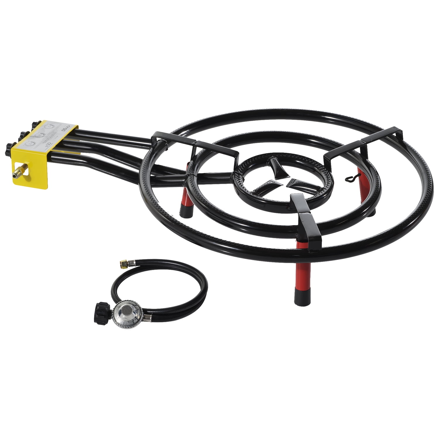 Ringg Flame Series Pro Outdoor Propane Flat Top Cooking Kit, 24-in. Triple Burner & Tabletop Stand for Camping and Backyards