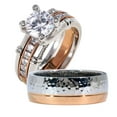thumbnail image 1 of Ringheart Couple Rings Matching Ring 1.5CT AAA CZ Rose Gold Plated Women Wedding Ring Sets for Him and Her Rings, 1 of 7