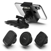 Ringke 2 in 1 CD Slot Car Mount for Smartphone, Tablet Other Handheld Devices Premium Adjustable Universal Phone Grip Strong Magnet Clip Holder - Black