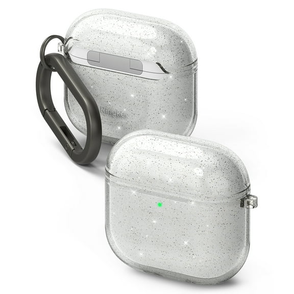 Ringke Air for AirPods 4 Case, Sparkle Bling Minimalistic Sleek Lightweight Flexible Anti-Scratch Perfect Fit TPU Cover for Women for AirPods 4th Generation (2024) - Glitter Clear