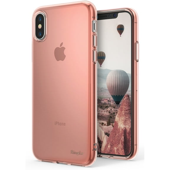 Ringke Air Case Compatible with iPhone X, Lightweight & Thin Flexible TPU Scratch Resistant Cover - Rose Gold