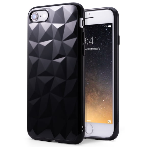 Ringke Air Prism Case Compatible with iPhone 7, 3D Geometric Design Slim TPU Cover - Ink Black