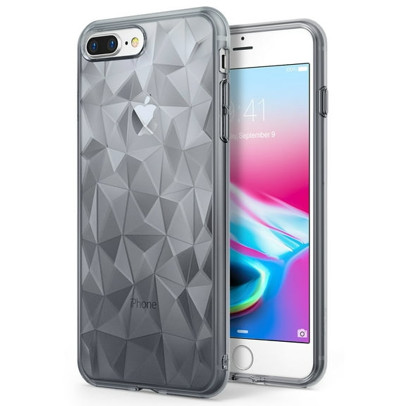 Ringke Air Prism Case Compatible with iPhone 7 Plus, 3D Geometric Design Slim TPU Cover - Smoke Black