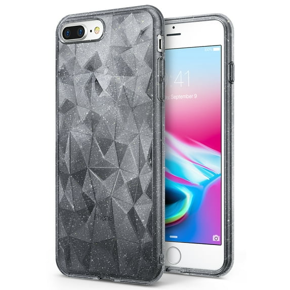 Ringke Air Prism Case Compatible with iPhone 8 Plus, 3D Geometric Design Slim Cover - Glitter Gray