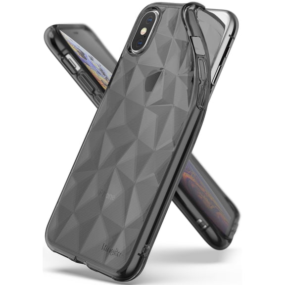 Ringke Air Prism Case Compatible with iPhone XS, 3D Geometric Design Slim TPU Cover - Smoke Black