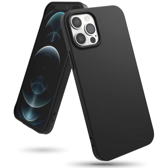 Ringke Air-S Case Compatible with iPhone 12 Pro / 12, Silicone Flexible TPU Shockproof Matte Slim Phone Cover - Black