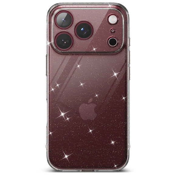 Ringke Air iPhone 18 Pro Max Case, Camera Control Button Cover, No-Case Feel, Ultra Thin Lightweight , Slim-Fit TPU, Precise Cutouts, Wireless Charging - Glitter Clear