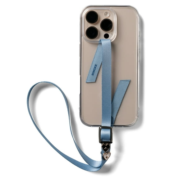Ringke Band Buckle Rectangle Type [Adjustable Wrist Strap] for Universal Phone Case, Adhesive Slim Hand Strap Phone Holder - Urban Blue