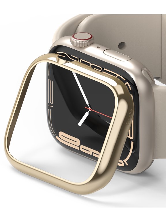 Bezel Styling Compatible with Apple Watch 9 / 8 / 7 45mm, Apple Watch SE / 6 / 5 / 4 44mm, Adhesive Frame Ring Cover Anti Scratch [Stainless Steel] Protection - Gold (45-05)