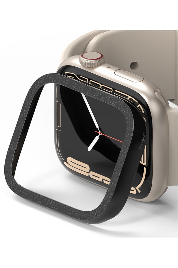 Bezel Styling Compatible with Apple Watch 9 / 8 / 7 45mm, Apple Watch SE / 6 / 5 / 4 44mm, Adhesive Frame Ring Cover Anti Scratch [Stainless Steel] Protection - Black (45-51)