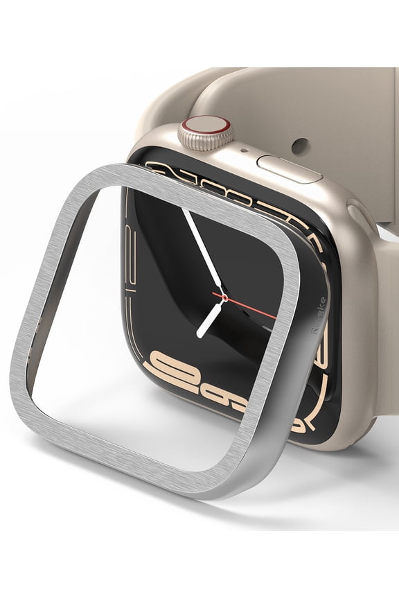 Bezel Styling Compatible with Apple Watch 9 / 8 / 7 45mm, Apple Watch SE / 6 / 5 / 4 44mm, Adhesive Frame Ring Cover Anti Scratch [Stainless Steel] Protection - Silver (45-50)