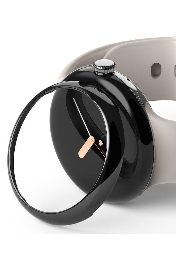 Bezel Styling Compatible with Google Pixel Watch (2022) Case, Adhesive Frame Ring Cover Anti Scratch [Stainless Steel] Protector Accessory - 40-02 (ST) Black