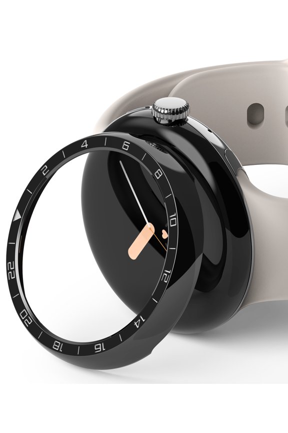 Bezel Styling Compatible with Google Pixel Watch (2022) Case, Adhesive Frame Ring Cover Anti Scratch [Stainless Steel] Protector Accessory - 40-40 (ST) Black