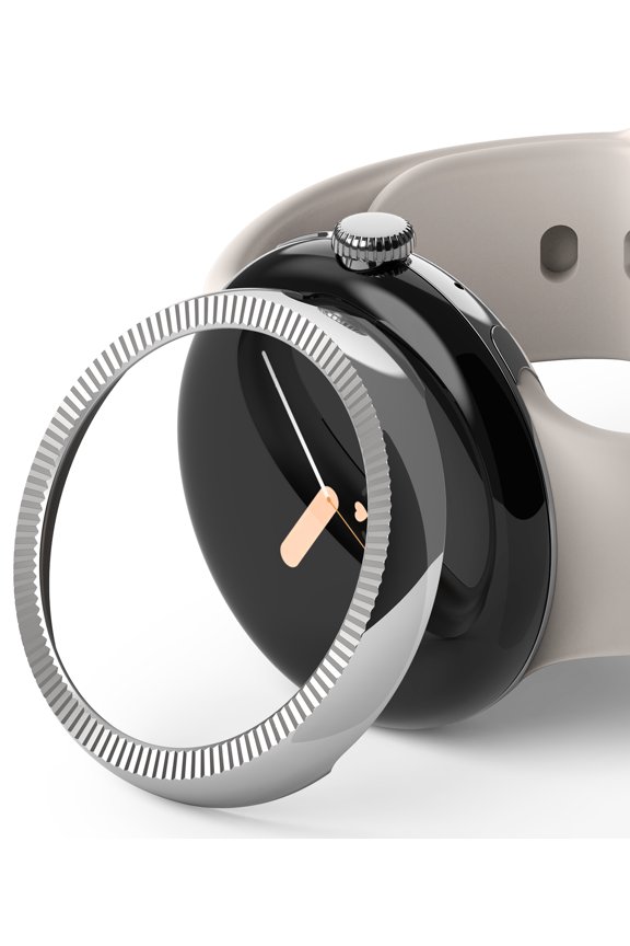 Bezel Styling Compatible with Google Pixel Watch (2022) Case, Adhesive Frame Ring Cover Anti Scratch [Stainless Steel] Protector Accessory - 40-42 (ST) Silver