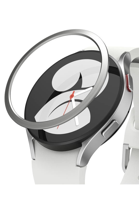 Bezel Styling Compatible with Samsung Galaxy Watch 4 40mm Bezel Ring Stainless Steel Adhesive Scratch Protection Cover Accessory - Silver (40-04)