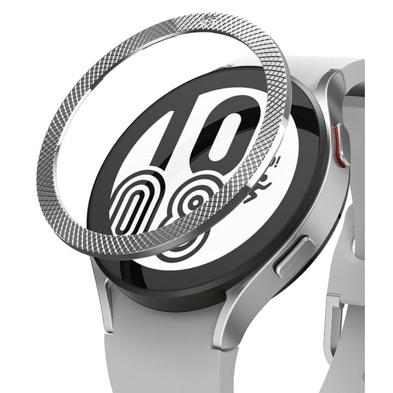 Ringke Bezel Styling Compatible with Samsung Galaxy Watch 4 44mm Bezel Ring Stainless Steel Adhesive Scratch Protection Cover Accessory - Silver (44-40)
