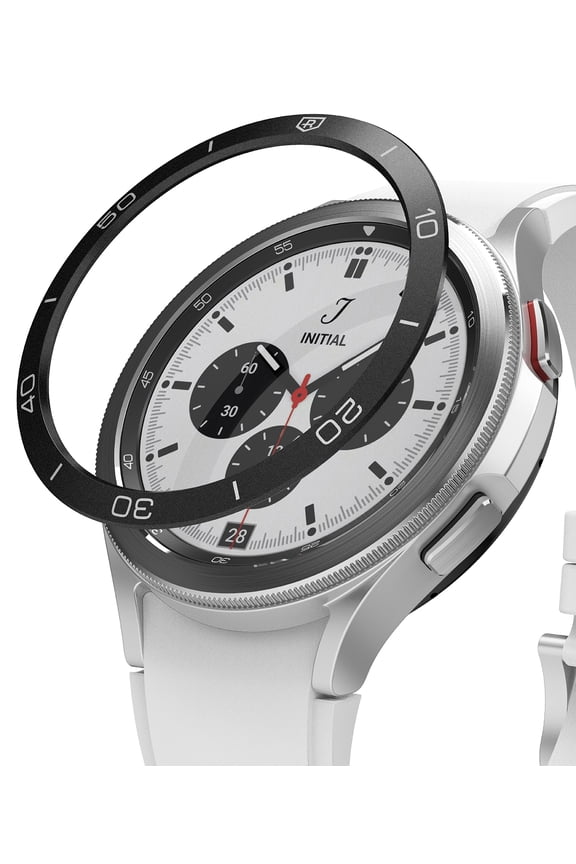 Bezel Styling Compatible with Samsung Galaxy Watch 4 Classic 42mm Adhesive Aluminum Frame Ring Scratch Protection Cover Accessory - Black (42-15)