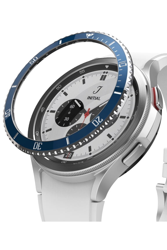 Bezel Styling Compatible with Samsung Galaxy Watch 4 Classic 42mm, Adhesive Frame Ring Cover Anti Scratch [Stainless Steel] Protection - 42-101 (CE+ST) Blue + Silver