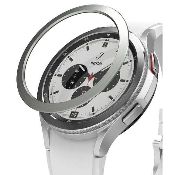 Ringke Bezel Styling Compatible with Samsung Galaxy Watch 4 Classic 46mm Bezel Ring Stainless Steel Adhesive Scratch Protection Cover Accessory - Silver (46-04)