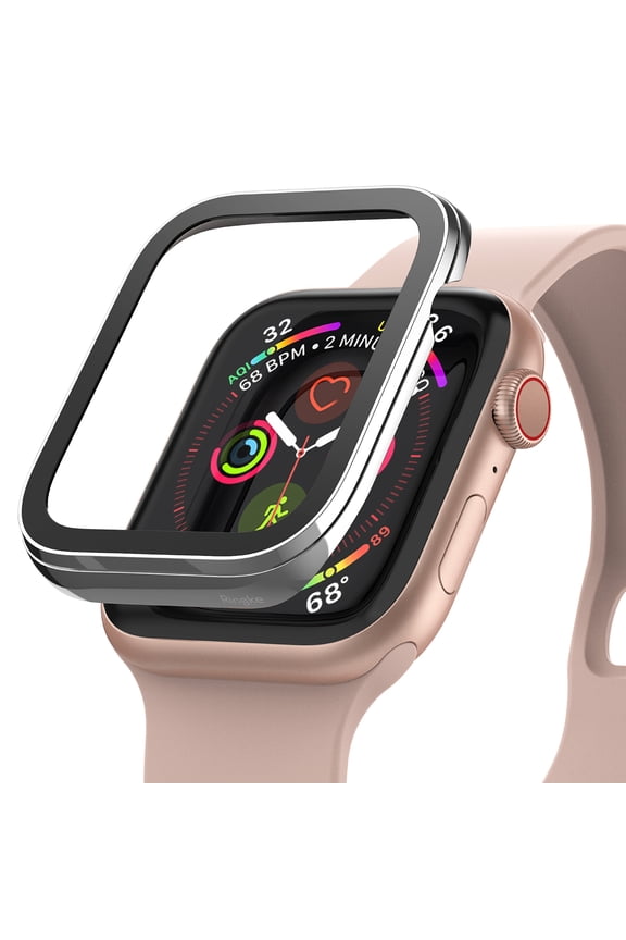 Bezel Styling Compatible with Apple Watch Series 6, SE, 5, 4 40mm Case, Stainless Steel Anti-Scratch Bezel Ring Cover - Silver+Black (40-60)