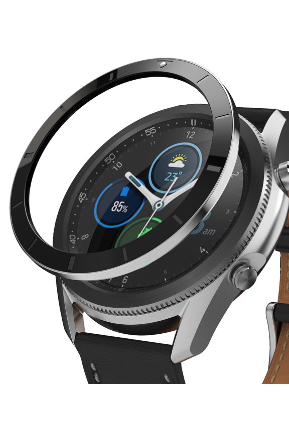 Bezel Styling for Galaxy Watch 3 45mm Case, Adhesive Stainless Steel Ring Cover - 45-62