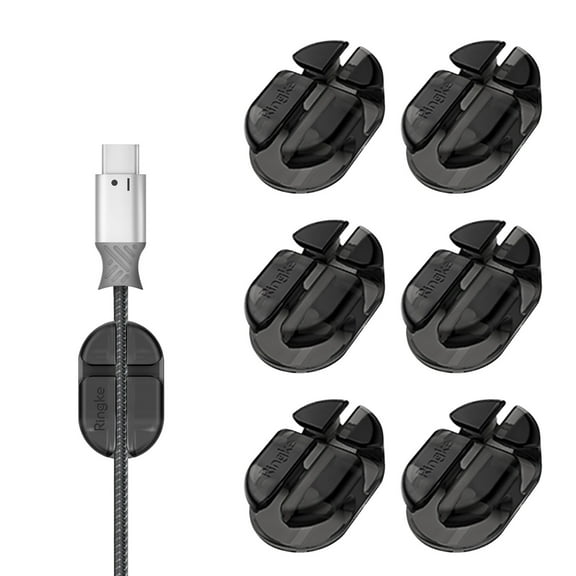 Ringke Cable Clip Holder – Back Adhesive Multipurpose Desktop and Office Cable Organizer, Cord Management Solution for Charging, Lightning, Power Wire, USB Electronics Accessory Cable Holders (6 Pack)