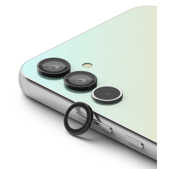 Ringke Camera Lens Frame Glass Compatible with Samsung Galaxy A14 Camera Lens Protector, Galaxy A24 and Galaxy A34 Camera Lens Protector, Glass Covers and Aluminum Alloy Frames - Black