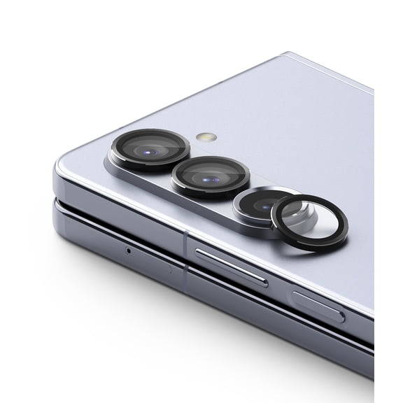 Ringke Camera Lens Frame Glass Compatible with Samsung Galaxy Z Fold 5 Camera Lens Protector, Tempered Glass Covers and Aluminum Alloy Frames - Black