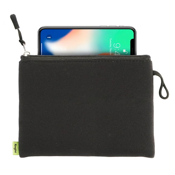 Ringke [Cushion Pouch] Padded Soft Sleeve Travel Bag (Black / 200mm x 140mm) Portable Gear Organizer with Zipper Handle for Compact Electronics, Gaming Consoles, Small Devices, Hard Drives, Tablet