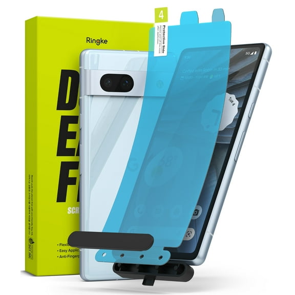 Ringke Dual Easy Film [4-Layer Protection / 2 Pack] Compatible with Google Pixel 7a Screen Protector, Self Healing Repair Coating Full Coverage HD Clear Case Friendly Screen Protector