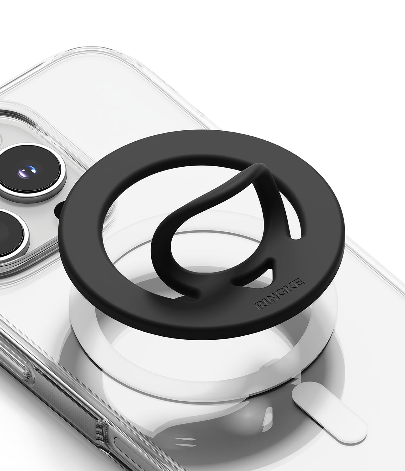 Ringke Dual Magnetic Silicone Ring [Dual-Sided Magnet] for Magnetic Phone  Case, Double-sided Finger Grip Holder for MagSafe Accessories - Black