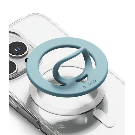 Ringke Dual Magnetic Silicone Ring [Dual-Sided Magnet] for Magnetic Phone Case, Double-sided Finger Grip Holder for MagSafe Accessories - Light Teal
