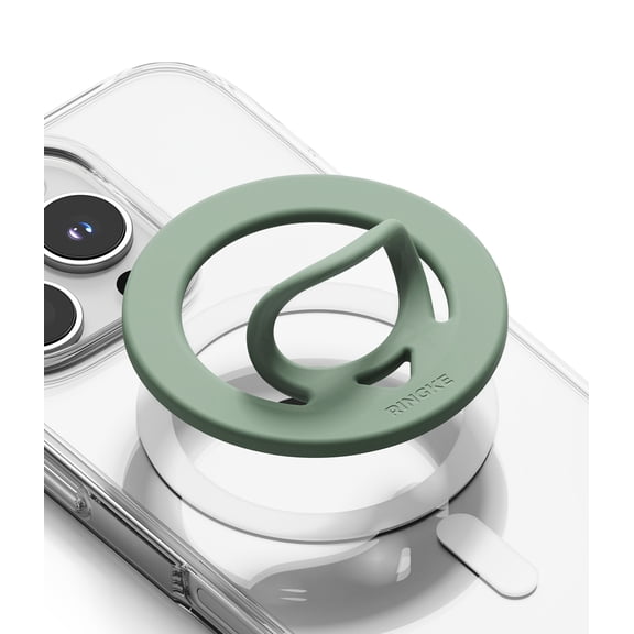 Ringke Dual Magnetic Silicone Ring [Dual-Sided Magnet] for Magnetic Phone Case, Double-sided Finger Grip Holder for MagSafe Accessories - Olive Green