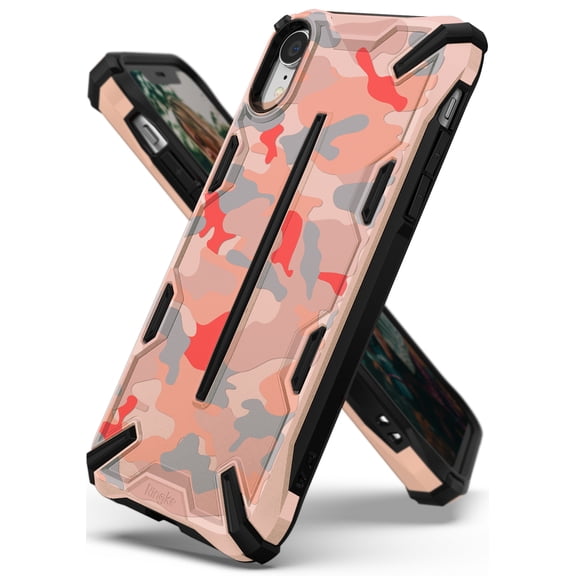 Ringke Dual-X Case Compatible with iPhone XR, Double Layer Heavy Duty Defense Armor Cover - Camo Pink