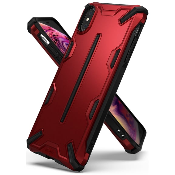 Ringke Dual-X Case Compatible with iPhone XS, Double Layer Heavy Duty Defense Armor Cover - Iron Red
