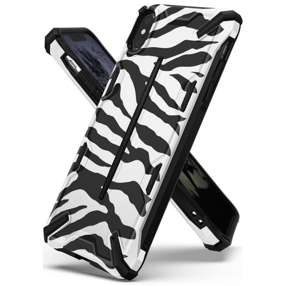 Ringke Dual-X Case Compatible with iPhone XS Max, Double Layer Heavy Duty Defense Armor Cover - Zebra White