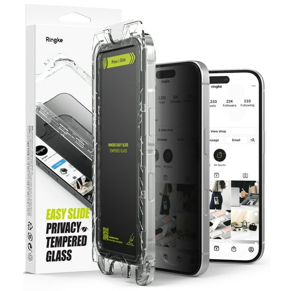Ringke Easy Slide Privacy Tempered Glass for iPhone 16 Plus Screen Protector, Anti-Spy Privacy Protection Anti-Scratch Tempered Glass Film with Easy Installation Tool